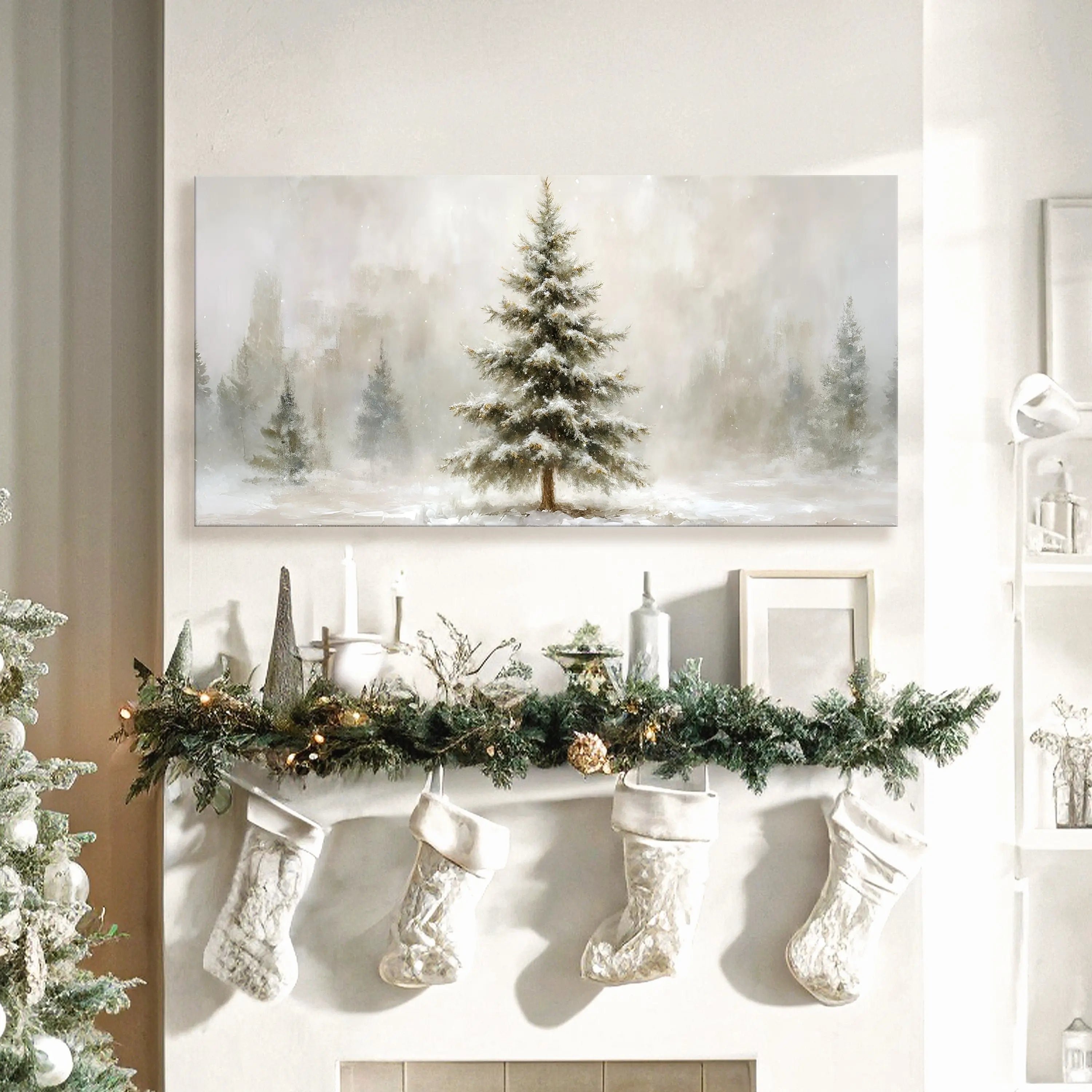 Snowy Christmas Tree Christmas Wall Art suitedtosucceed