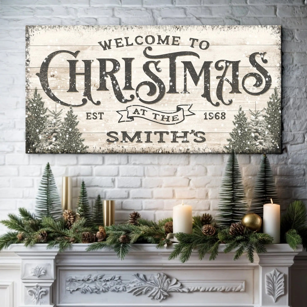 Family Welcome To Christmas Sign III suitedtosucceed